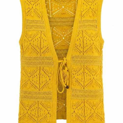 Marks and Spencer Womens Yellow Crochet Knit Open Vest XS