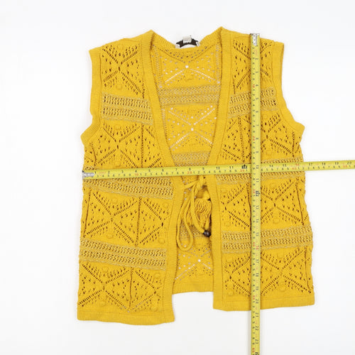 Marks and Spencer Womens Yellow Crochet Knit Open Vest XS