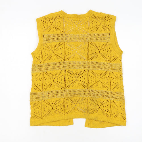Marks and Spencer Womens Yellow Crochet Knit Open Vest XS