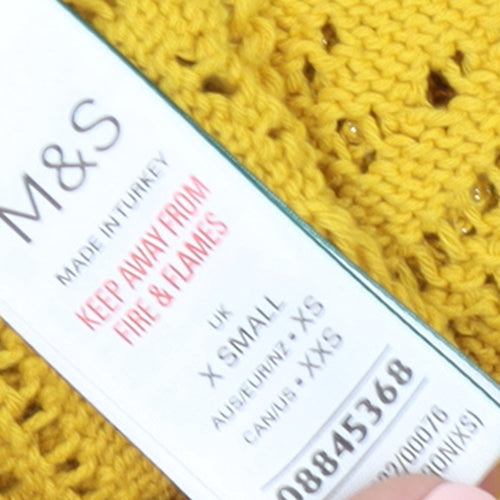 Marks and Spencer Womens Yellow Crochet Knit Open Vest XS