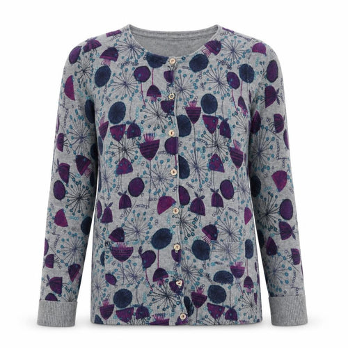 Mantaray Women’s Grey Floral Cotton Cardigan Size 8