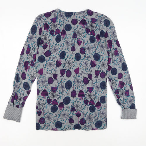 Mantaray Women’s Grey Floral Cotton Cardigan Size 8