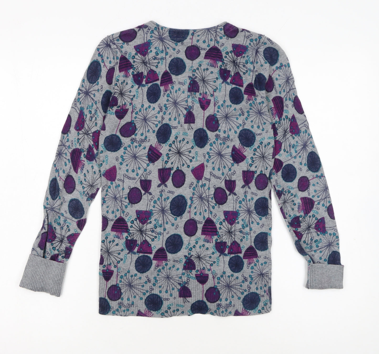 Mantaray Women’s Grey Floral Cotton Cardigan Size 8