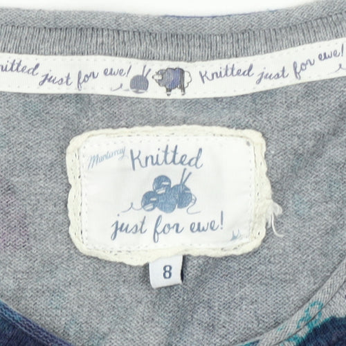 Mantaray Women’s Grey Floral Cotton Cardigan Size 8