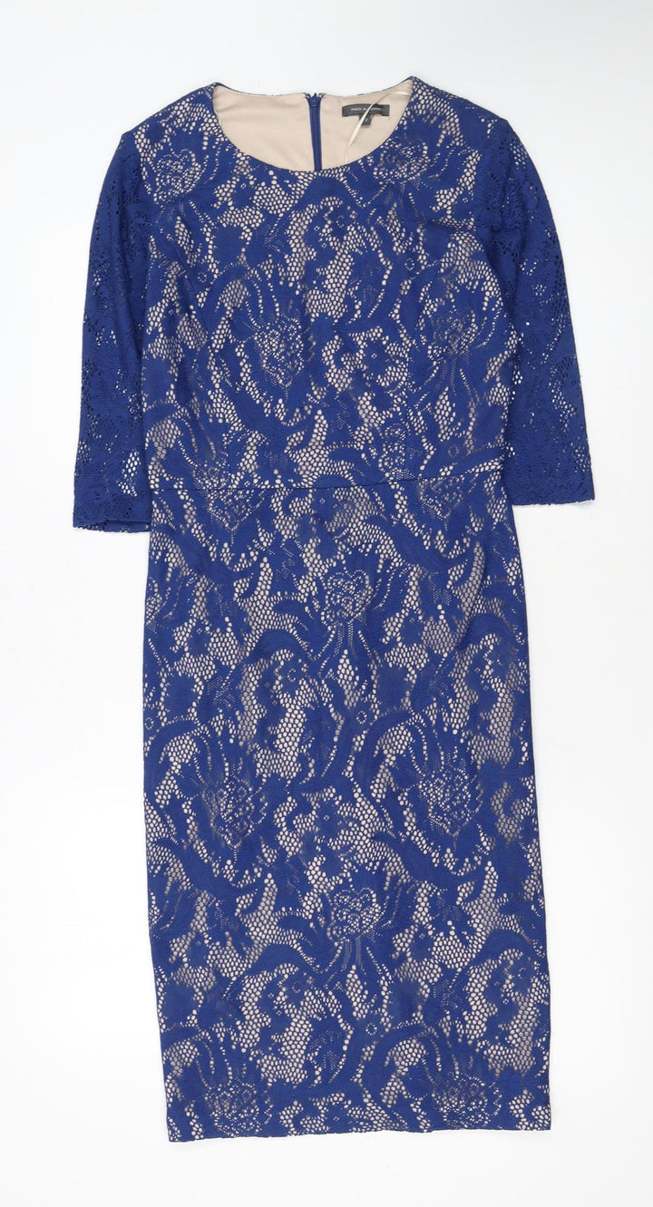 Pied a Terre Womens Blue Lace Sheath Dress Size 10 Partywear