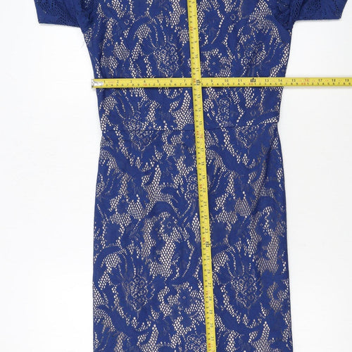 Pied a Terre Womens Blue Lace Sheath Dress Size 10 Partywear