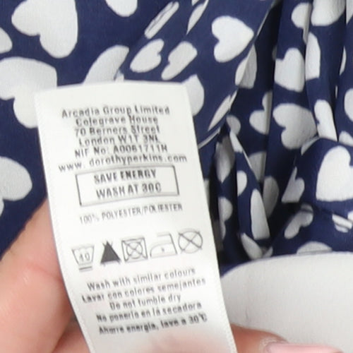 Dorothy Perkins Women Blue Heart Print Fit & Flare Dress Size 14