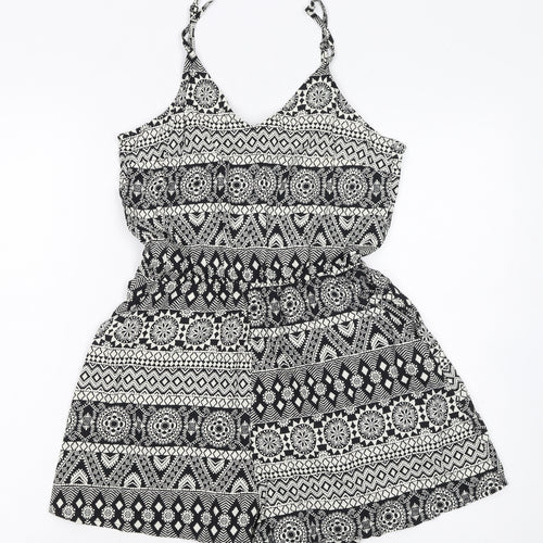 H&M Divided Women's Black & White Sleeveless Playsuit Size 8 Viscose