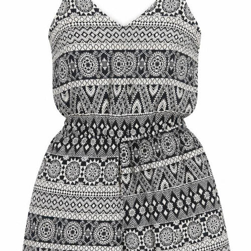 H&M Divided Women's Black & White Sleeveless Playsuit Size 8 Viscose