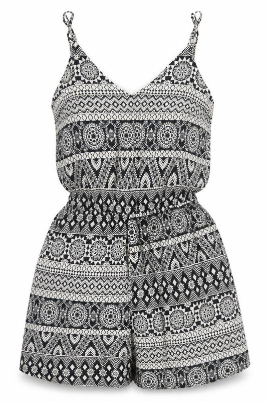 H&M Divided Women's Black & White Sleeveless Playsuit Size 8 Viscose