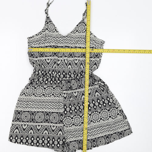 H&M Divided Women's Black & White Sleeveless Playsuit Size 8 Viscose