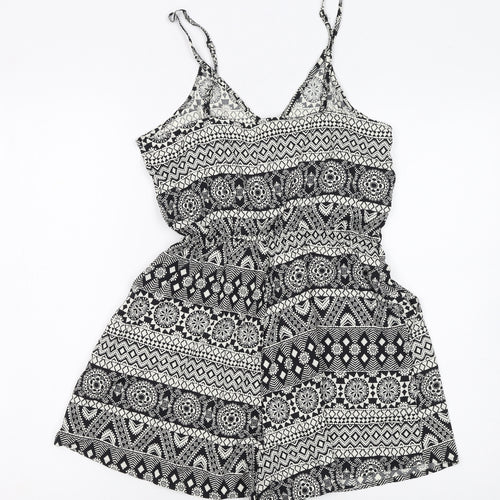 H&M Divided Women's Black & White Sleeveless Playsuit Size 8 Viscose