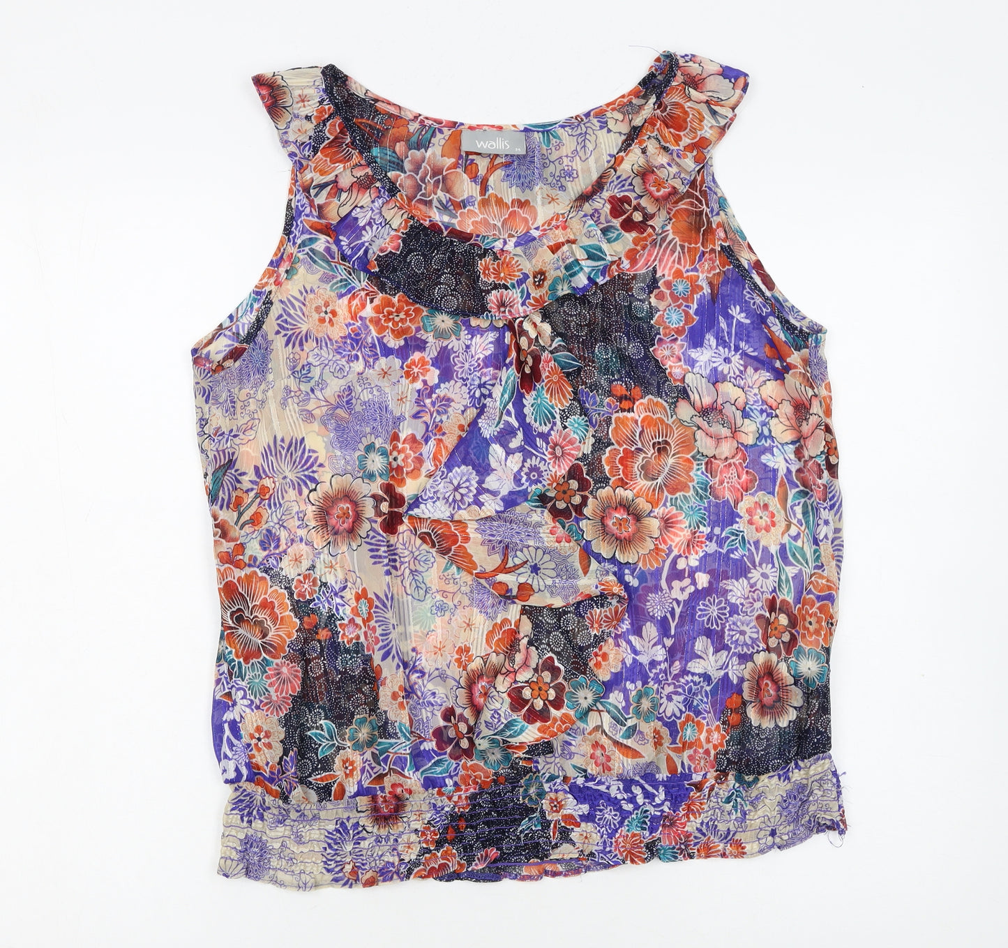 Wallis Women’s Multicoloured Floral Chiffon Sleeveless Tunic Blouse M