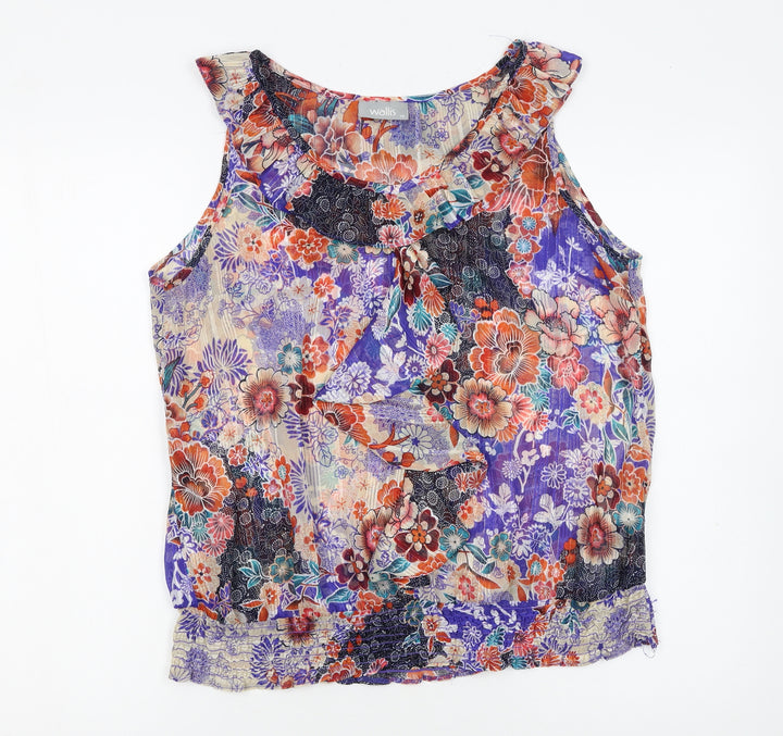 Wallis Women’s Multicoloured Floral Chiffon Sleeveless Tunic Blouse M