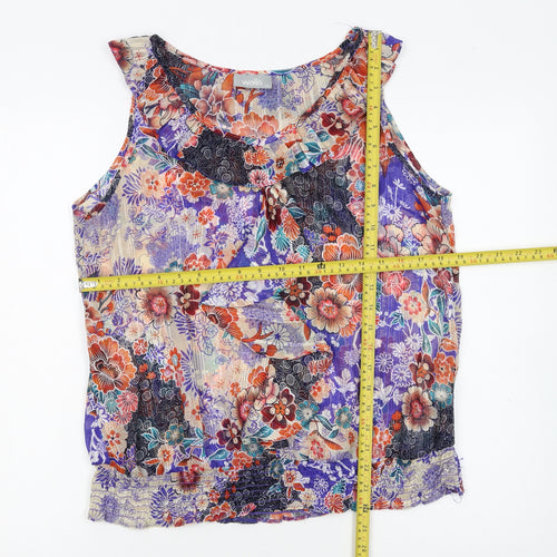 Wallis Women’s Multicoloured Floral Chiffon Sleeveless Tunic Blouse M