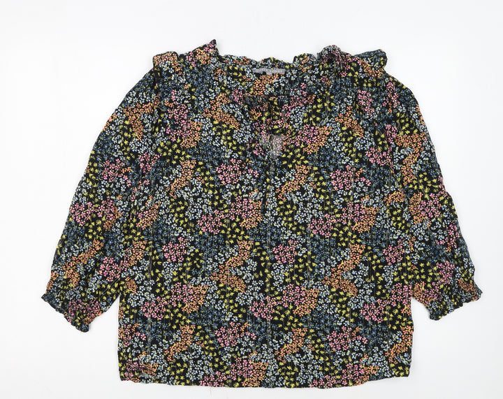 Oliver Bonas Womens Multicoloured Floral Long Sleeve Tunic Blouse Size 14