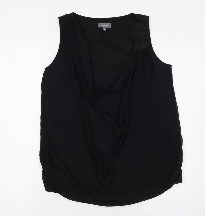 Et Vous Women's Black Size 14 Sleeveless Wrap Chiffon Blouse