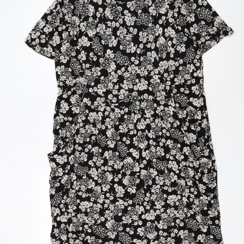 Marks and Spencer Women Black Floral Shift Knee Length Dress Size 18