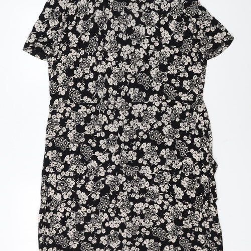 Marks and Spencer Women Black Floral Shift Knee Length Dress Size 18