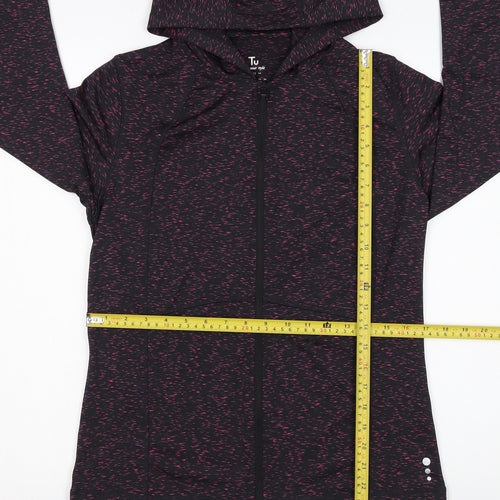 Tu Women’s Black Pink Full Zip Hooded Sweatshirt Size 10 Polyester Blend