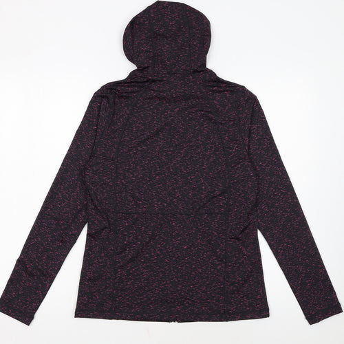 Tu Women’s Black Pink Full Zip Hooded Sweatshirt Size 10 Polyester Blend
