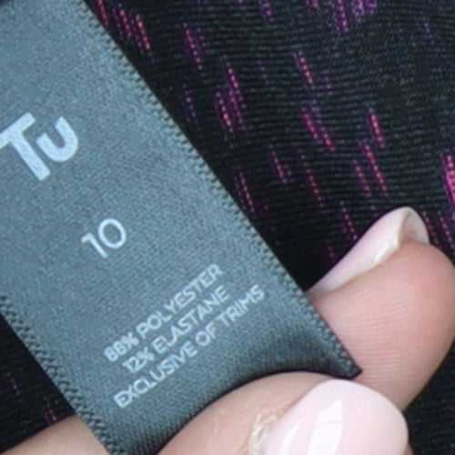 Tu Women’s Black Pink Full Zip Hooded Sweatshirt Size 10 Polyester Blend