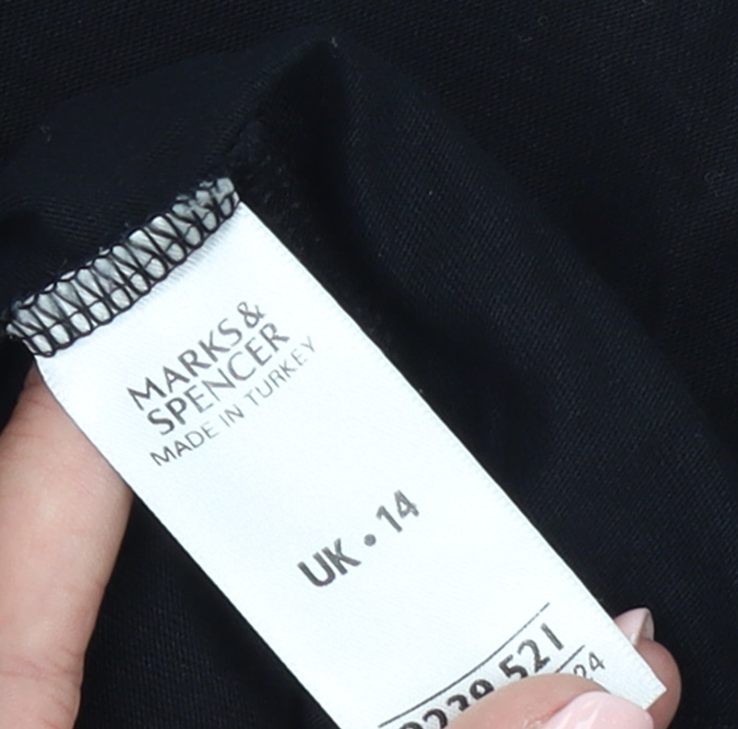 Marks and Spencer Women’s Black Sequin V-Neck Short Sleeve Cotton T-Shirt UK 14