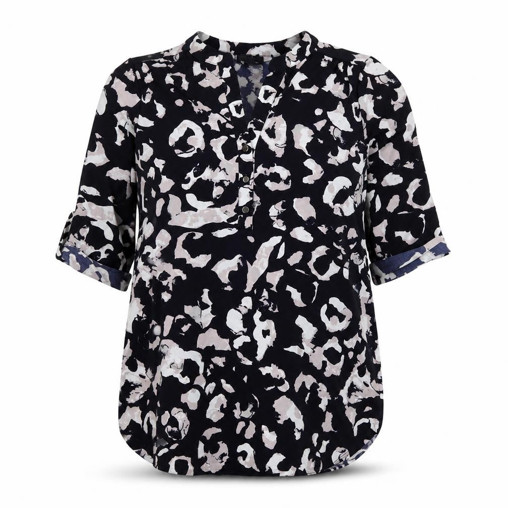 Wallis Women Blue Animal Print Shift Dress Size M 3/4 Sleeve