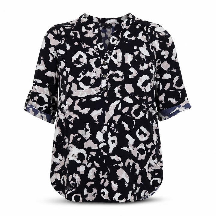 Wallis Women Blue Animal Print Shift Dress Size M 3/4 Sleeve
