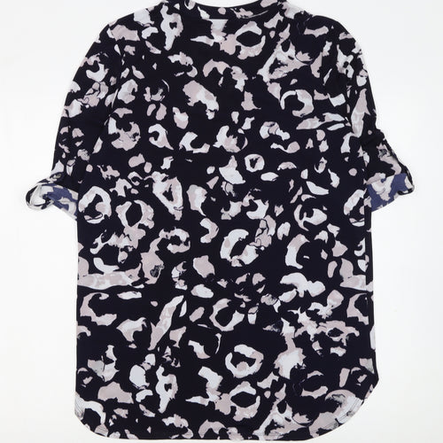 Wallis Women Blue Animal Print Shift Dress Size M 3/4 Sleeve