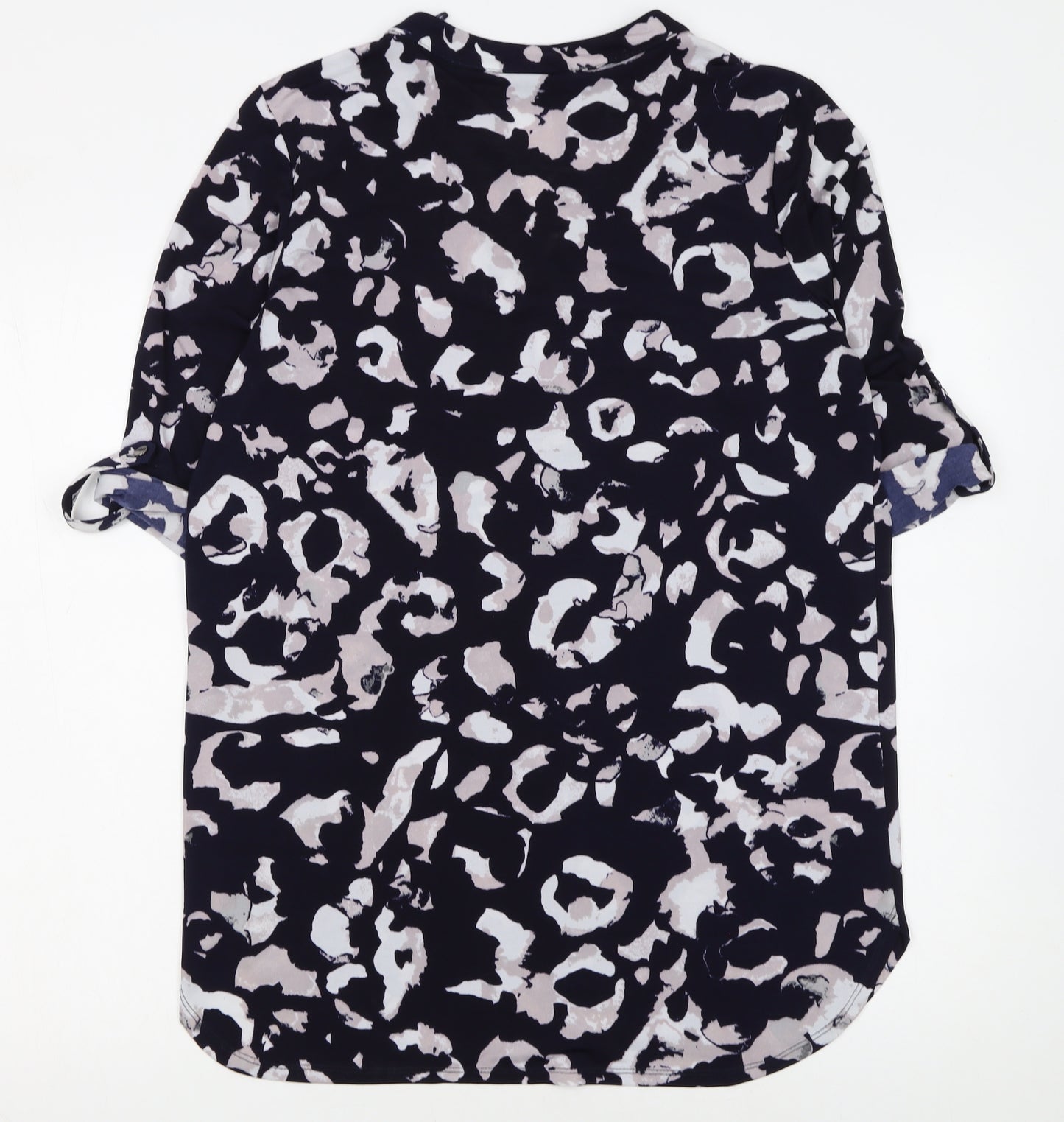 Wallis Women Blue Animal Print Shift Dress Size M 3/4 Sleeve