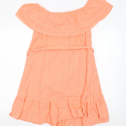 Primark Women's Orange Off Shoulder Short Cotton Dress Size 16