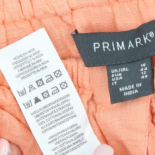 Primark Women's Orange Off Shoulder Short Cotton Dress Size 16