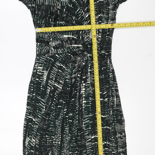 Ghost Women’s Green Geometric Wrap Dress Medium Long Sleeve