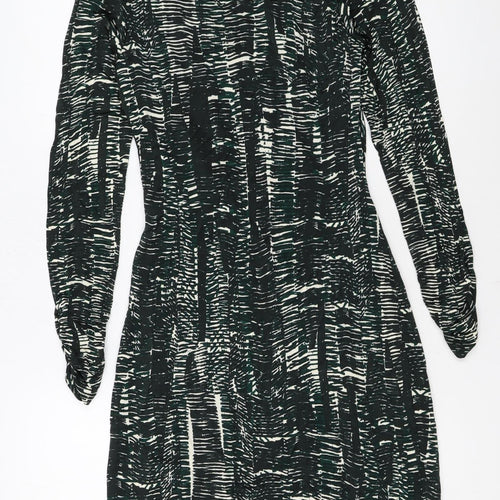 Ghost Women’s Green Geometric Wrap Dress Medium Long Sleeve