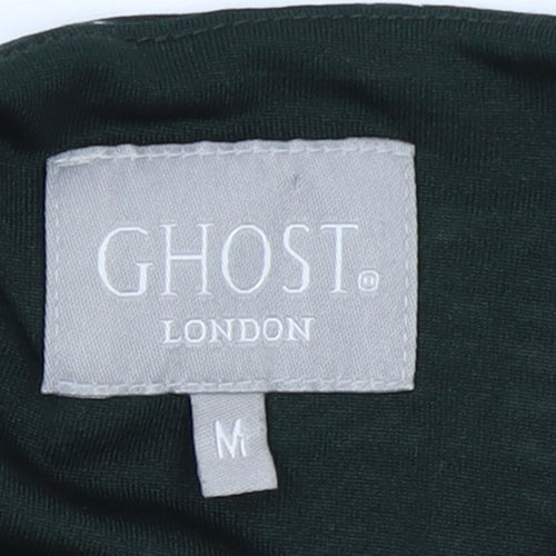 Ghost Women’s Green Geometric Wrap Dress Medium Long Sleeve