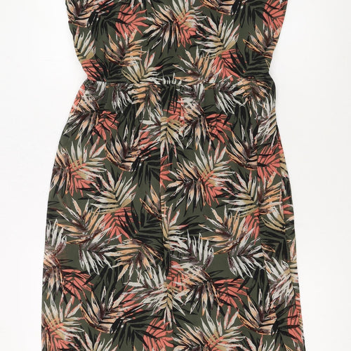 Apricot Women’s Green Tropical Floral Halter Shift Dress Size 14