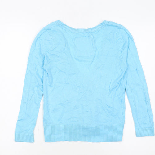 Hollister Women's Blue Cotton Blend Cardigan M V-Neck Knit