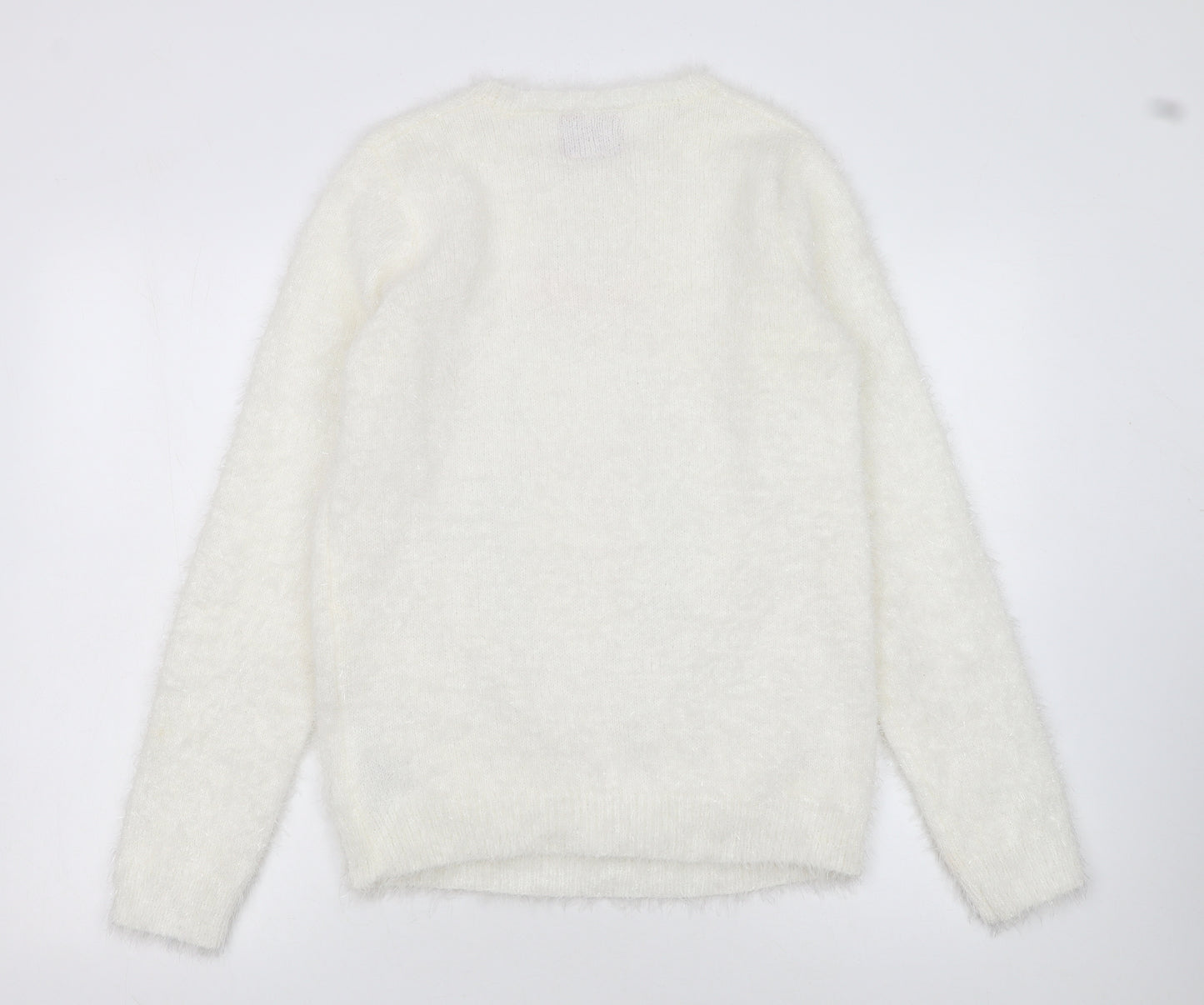 Seasons Greetings Women's Ivory Christmas Penguin Sequin Jumper Size 12