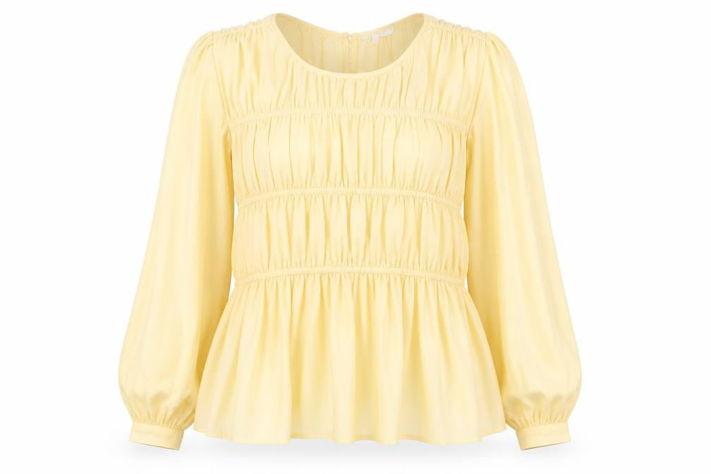 Front view of Principles Women's Yellow Long Sleeve Tunic Blouse, size 16