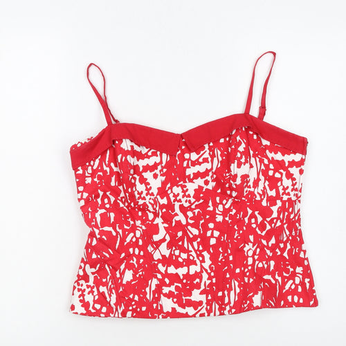 Coast Womens Red White Cotton Lined Camisole Top Size 14
