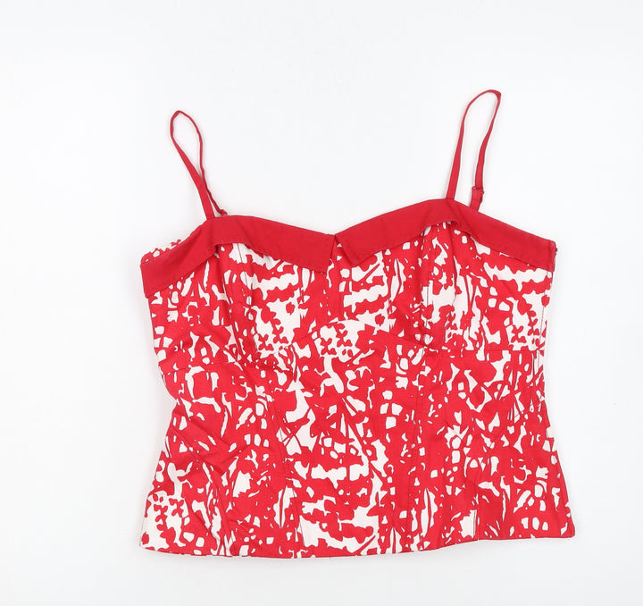 Coast Womens Red White Cotton Lined Camisole Top Size 14