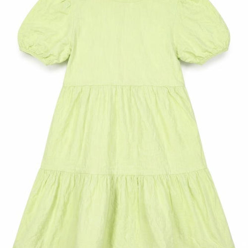 ZARA Girls Green Cotton A-Line Knee Length Puff Sleeve Dress 10 Years