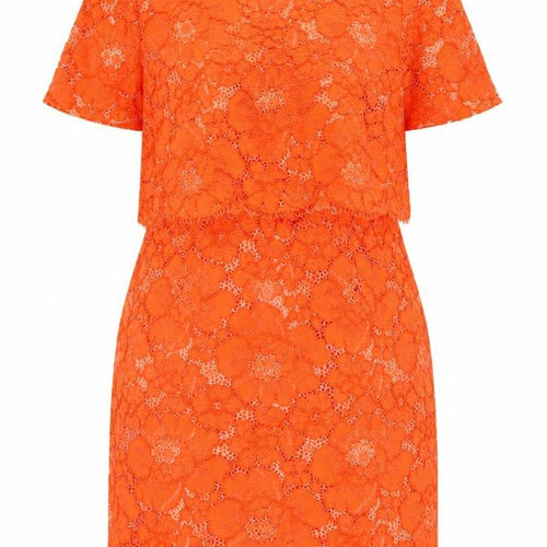 Topshop Women Orange Lace Floral Sheath Dress Size 14