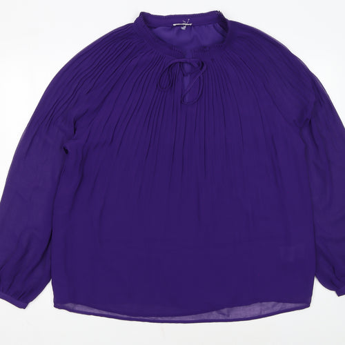 Damart Women’s Purple Pleated Long Sleeve Tunic Blouse Size 18