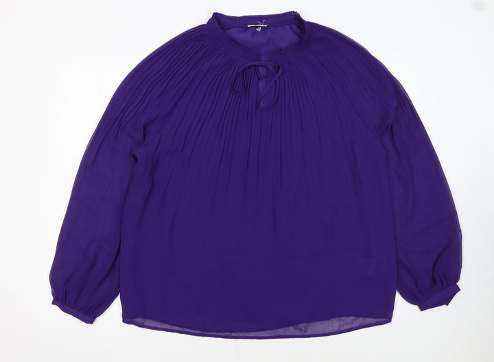 Damart Women’s Purple Pleated Long Sleeve Tunic Blouse Size 18