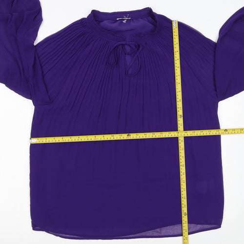 Damart Women’s Purple Pleated Long Sleeve Tunic Blouse Size 18