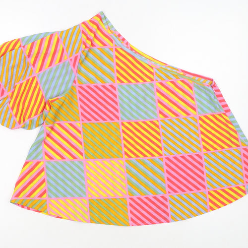 Native Youth Women's Multicoloured One Shoulder Cropped Blouse Size S