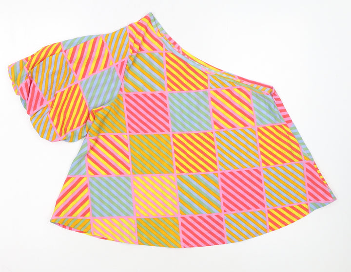 Native Youth Women's Multicoloured One Shoulder Cropped Blouse Size S