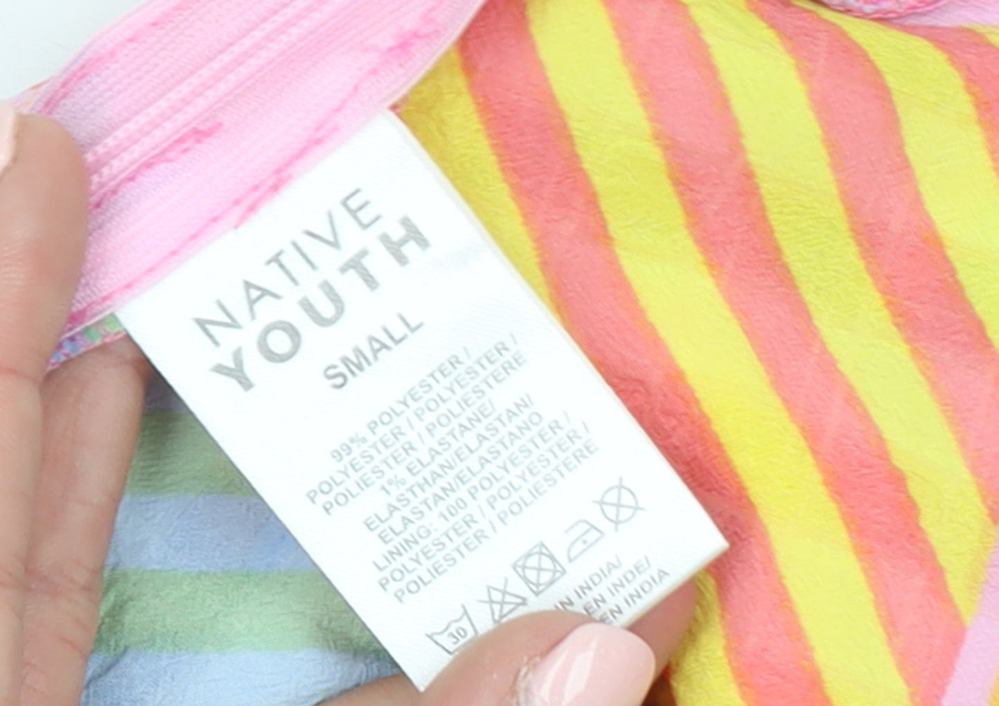 Native Youth Women's Multicoloured One Shoulder Cropped Blouse Size S